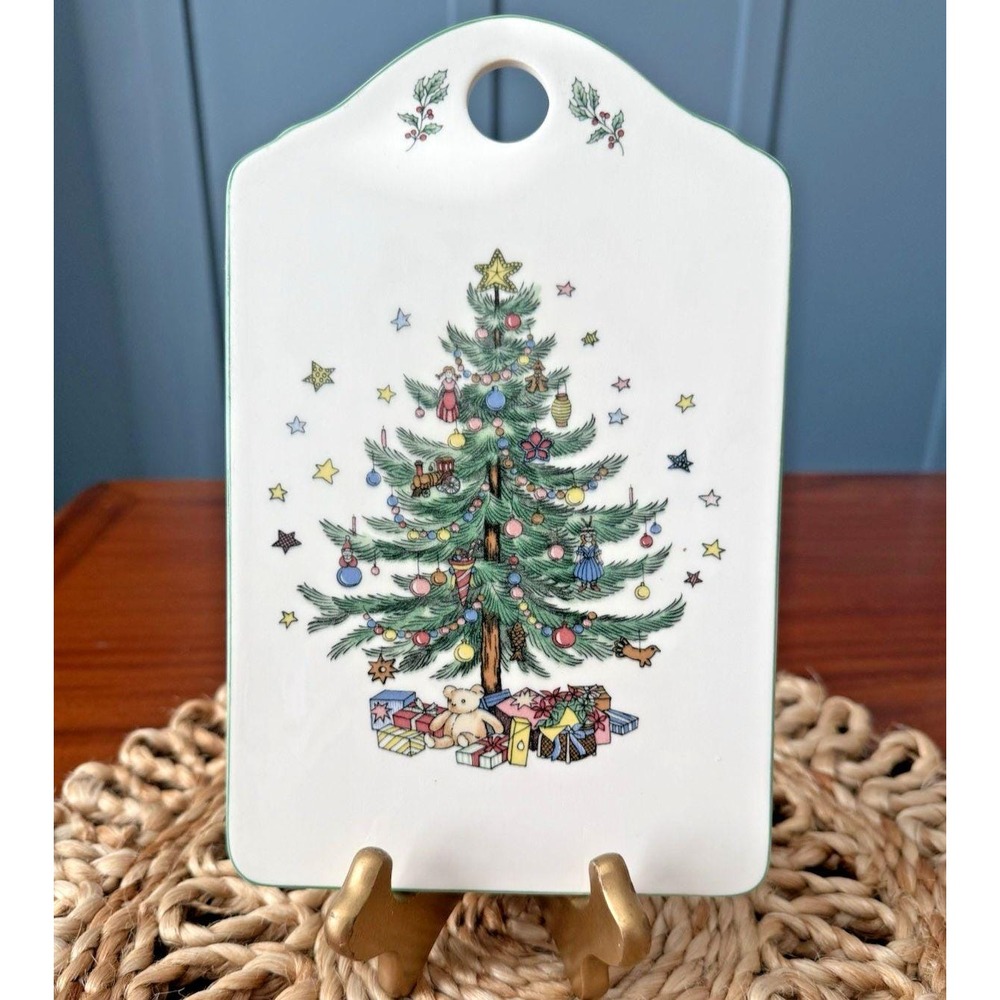 Vintage Nikko‎ Japan Christmas Tree Porcelain Plate 9x6 Holiday Cheese Tray
